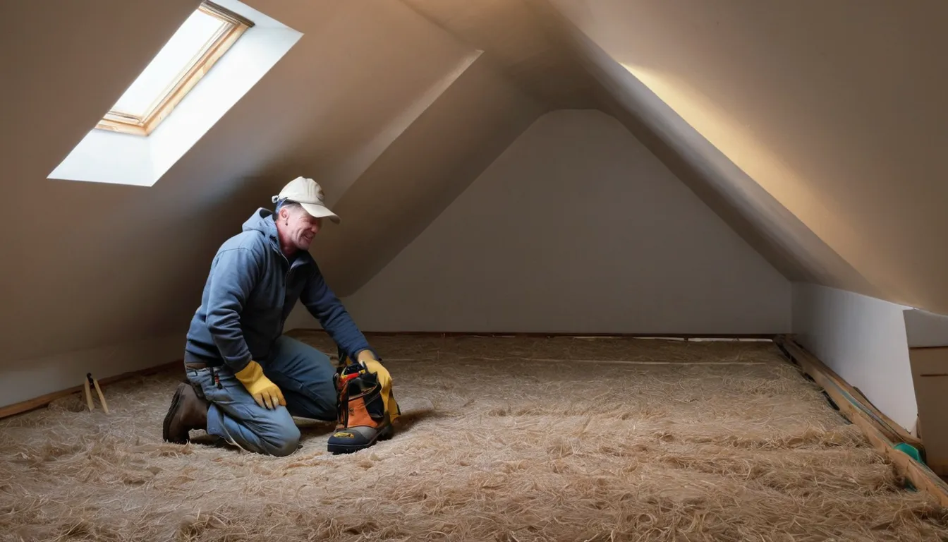 Friendly provider inspecting an attic for signs of rodents in a Lawrence home